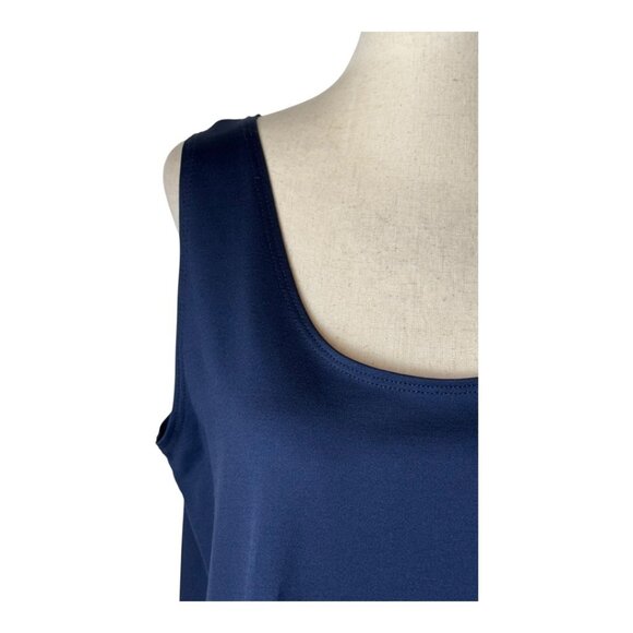 A'nue Ligne Tank Top Women XL Navy Blue Scoop Neck The Longer High Shell Top - Picture 6 of 10